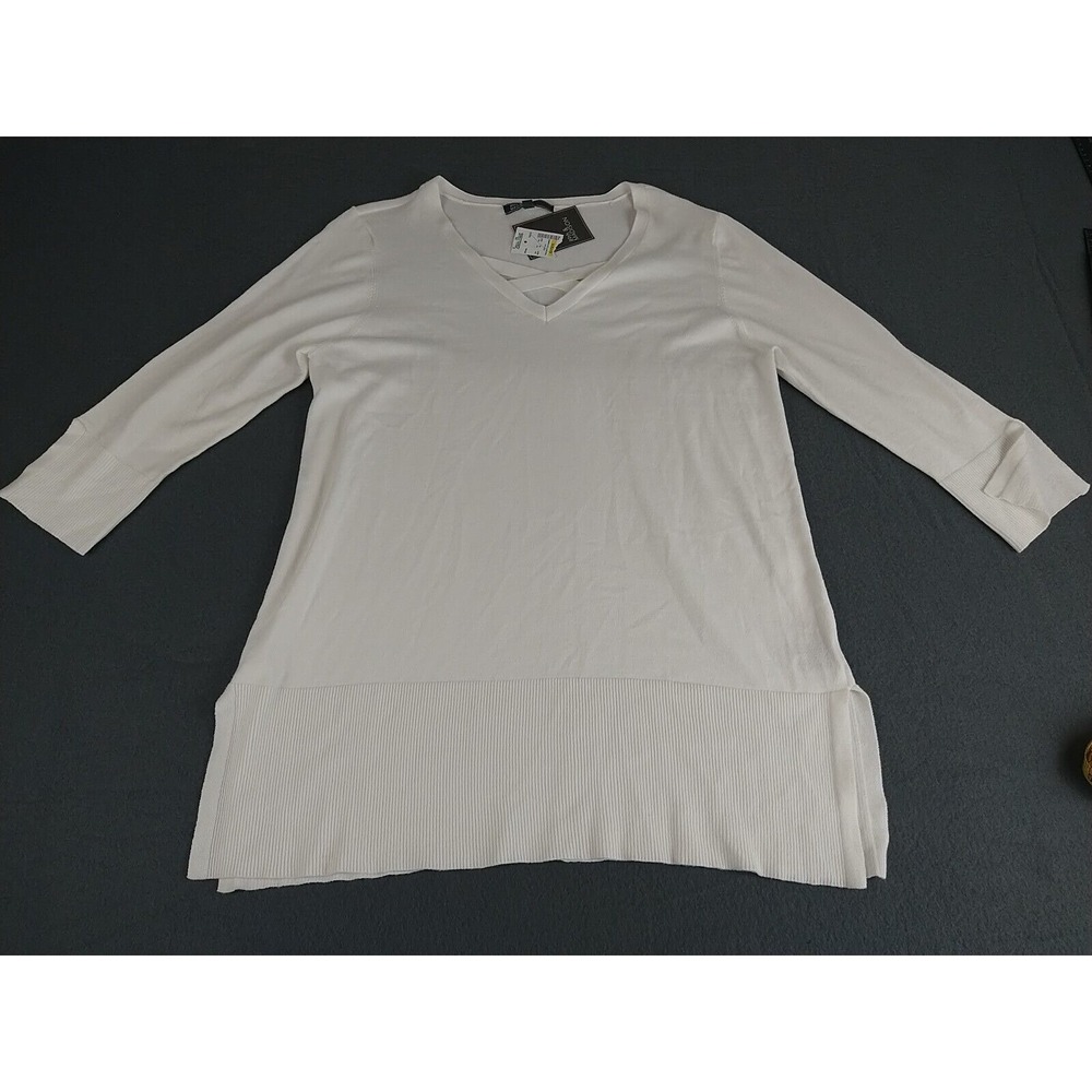 89th‎ & Madison Sweater Ladies XL White Tunic Style Pullover 3/4 Sleeves NWT
